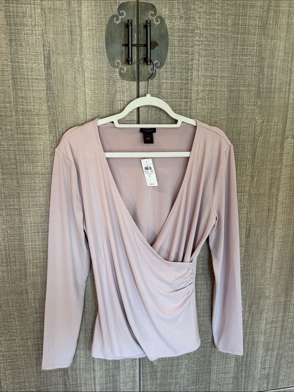 Ann Taylor Soft Blush Stretch Ruched Blouse